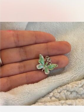 Green Enamel Butterfly Charm Pendant